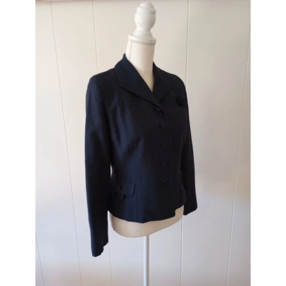 Vintage Hahne & Co Wool Blazer Jacket Women's Small Navy Blue Button Front 1950s - Picture 7 of 12